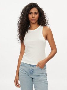Lee Top 112350212 Écru Slim Fit. Topy Lee, xl, bez wzorów, z bawełny, bez kołnierzyka, bez ramiączek. Za 59,00 zł.