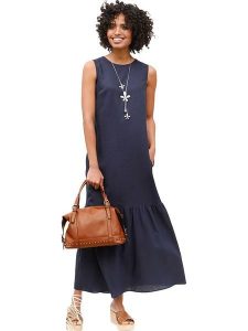 Heine Sukienka w kolorze granatowym rozmiar: 44. Niebieskie sukienki Heine, bez wzorów, bez kołnierzyka, bez ramiączek, maxi. Za 82,99 zł.