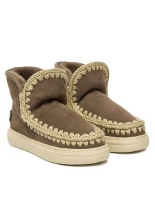 Mou Śniegowce MU.FW411001A Szary. Szare buty zimowe Mou, ze skóry, bez obcasa, bez zapięcia. Za 909,99 zł.