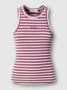 Pepe Jeans Top "Marian" w kolorze różowo-białym rozmiar: M. Białe topy Pepe Jeans, m, bez wzorów, z jeansu, bez kołnierzyka, bez ramiączek. Za 69,99 zł.