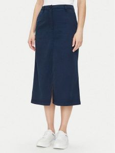 Tommy Hilfiger Spódnica midi Co Blend Midi Skirt WW0WW44726 Granatowy Regular Fit. Niebieskie spódnice TOMMY HILFIGER, bez wzorów, z bawełny, midi. Za 309,99 zł.