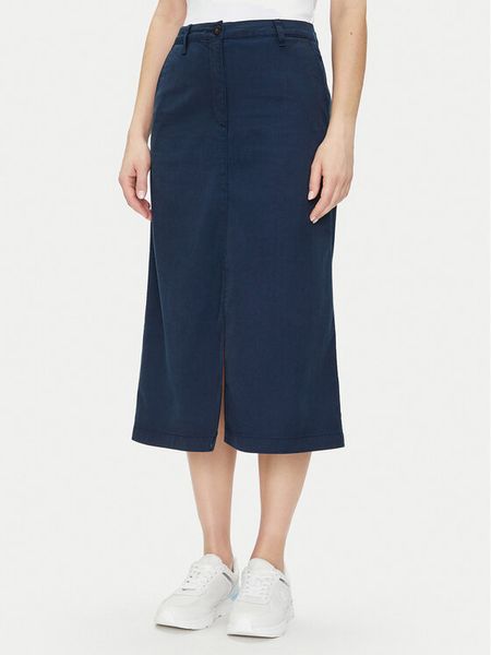 Tommy Hilfiger Spódnica midi Co Blend Midi Skirt WW0WW44726 Granatowy Regular Fit. Niebieskie spódnice TOMMY HILFIGER, bez wzorów, z syntetyku, midi. Za 299,99 zł.