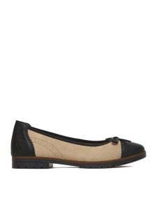 Rieker Baleriny 45358-60 Beżowy. Brązowe balerinki Rieker, bez wzorów, z materiału, bez obcasa, bez zapięcia. Za 319,99 zł.