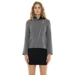 Kurtka z zamek błyskawiczny na co dzień na siłownię. Szare kurtki LEONE 1947 APPAREL, bez wzorów, z bawełny, bez kaptura. W wyprzedaży za 273,65 zł.