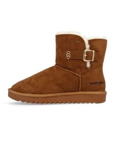 Wrangler Botki zimowe "Elsa" w kolorze jasnobrązowym rozmiar: 36. Brązowe botki Wrangler, na zimę, bez wzorów, bez obcasa, bez zapięcia. Za 180,06 zł.