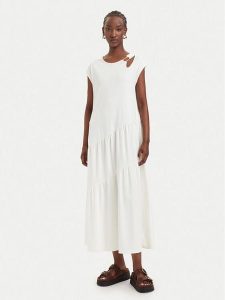 Liu Jo Sport Sukienka codzienna TA6237 J3855 Kremowy Relaxed Fit. Białe sukienki Liu Jo Sport, na co dzień, xs, bez wzorów, z bawełny, sportowe, bez kołnierzyka, bez ramiączek, proste. Za 599,99 zł.