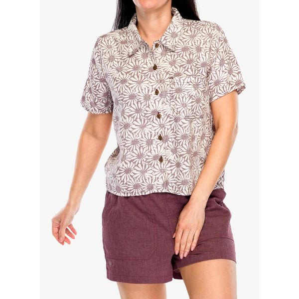 Koszula turystyczna damska Royal Robbins Camino Pucker S/S. Brązowe koszule ROYAL ROBBINS, s, bez wzorów, bez kołnierzyka, bez ramiączek. Za 224,99 zł.