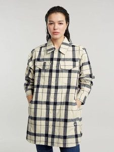 G-Star Kurtka koszulowa w kolorze kremowo-granatowym rozmiar: L. Brązowe kurtki G-Star, l, bez wzorów, bez kaptura. Za 332,45 zł.