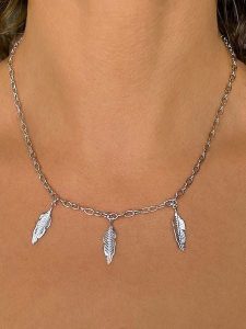 Eclat d'Argent Srebrny naszyjnik z elementami ozdobnym - dł. 38 cm rozmiar: onesize. Szare naszyjniki Eclat d'Argent, srebrne. Za 208,99 zł.