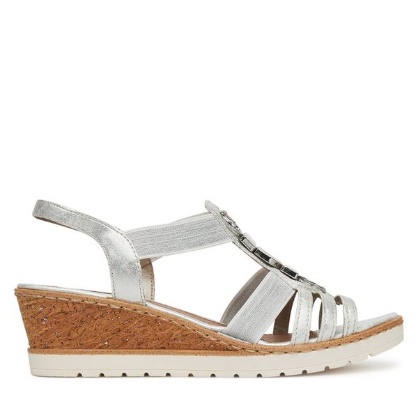 Sandały Remonte. Szare sandały Remonte, bez wzorów, bez obcasa, na koturnie, bez zapięcia. Za 287,99 zł.