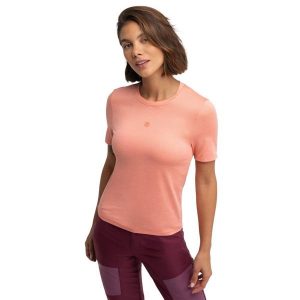 Damska koszulka trekkingowa z krótkim rękawem Siroko Clarity Pink. Czerwone bluzki SIROKO, bez wzorów, z materiału, sportowe, bez kołnierzyka, bez ramiączek. W wyprzedaży za 84,00 zł.