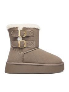 JENNY Śniegowce CEO-HDR241212-4 Szary. Szare buty zimowe Jenny, z materiału, bez obcasa, bez zapięcia. Za 179,99 zł.