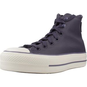 Buty CONVERSE CHUCK TAYLOR ALL STAR LIFT HI SHADOW Fioletowy. Fioletowe trampki Converse, bez wzorów, ze skóry, bez zapięcia. Za 335,99 zł.