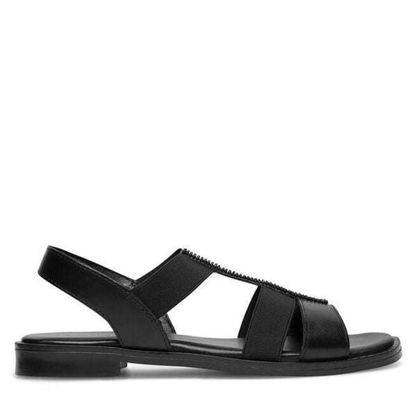 Sandały Lasocki. Czarne sandały Lasocki, bez wzorów, bez obcasa, na płaskiej podeszwie, bez zapięcia. Za 129,99 zł.