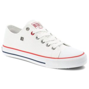 Białe Trampki Big Star Sportowe Obuwie Damskie. Białe trampki Big Star, bez wzorów, z gumy, bez zapięcia. Za 119,00 zł.