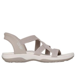 Sandały damskie Skechers Reggae Slim Stretch Flex. Brązowe sandały Skechers, bez wzorów, bez obcasa, bez zapięcia. Za 259,99 zł.