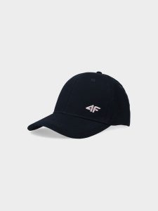 4F Czapka z daszkiem strapback damska - granatowa S. Niebieskie czapki 4f, bez wzorów, z bawełny, sportowe. W wyprzedaży za 29,99 zł.