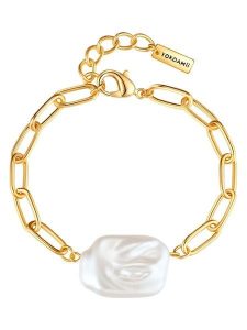 Yokoamii Pozłacana bransoletka rozmiar: onesize. Żółte bransoletki Yokoamii, z perłą, metalowe. Za 34,99 zł.