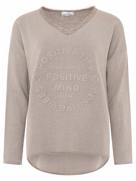 Zwillingsherz Bluza "Positive Mind" w kolorze szarobrązowym rozmiar: S/M. Brązowe bluzy Zwillingsherz, m, bez wzorów, bez kaptura. Za 142,45 zł.