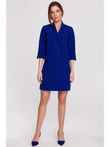 Stylove Sukienka w kolorze niebieskim rozmiar: XXL. Niebieskie sukienki Stylove, na co dzień, xxl, bez wzorów, bez kołnierzyka, bez ramiączek, mini, proste. Za 228,38 zł.
