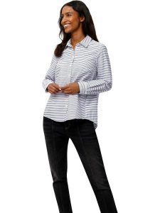 Heine Bluzka w kolorze niebiesko-białym rozmiar: 38. Białe bluzki Heine, bez wzorów, bez kołnierzyka, bez ramiączek. Za 60,99 zł.