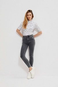 Jeansy push up. Szare jeansy MOODO, bez wzorów, z bawełny, długie. W wyprzedaży za 69,99 zł.