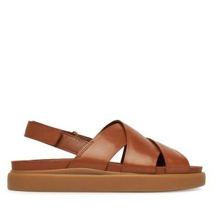 Sandały Clarks. Brązowe sandały Clarks, bez wzorów, bez obcasa, na płaskiej podeszwie, bez zapięcia. Za 379,99 zł.