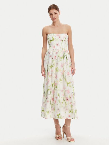 Bardot Sukienka koktajlowa 58164DB3 Biały Regular Fit. Białe kombinezony Bardot, bez wzorów, wizytowe, bez kołnierzyka, bez ramiączek. Za 399,99 zł.