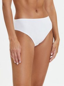Hunkemöller Figi klasyczne z wysokim stanem 302036 Biały. Białe figi Hunkemöller, bez wzorów, z bawełny. Za 59,99 zł.