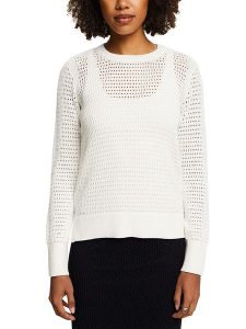 ESPRIT Sweter w kolorze białym rozmiar: L. Białe swetry oversize ESPRIT, l, bez wzorów, z bawełny, bez ramiączek. Za 74,63 zł.