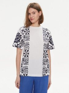 Weekend Max Mara T-Shirt Viterbo 2415971032 Biały Loose Fit. Białe t-shirty Weekend Max Mara, m, bez wzorów, z bawełny, bez kołnierzyka, bez ramiączek. Za 239,99 zł.