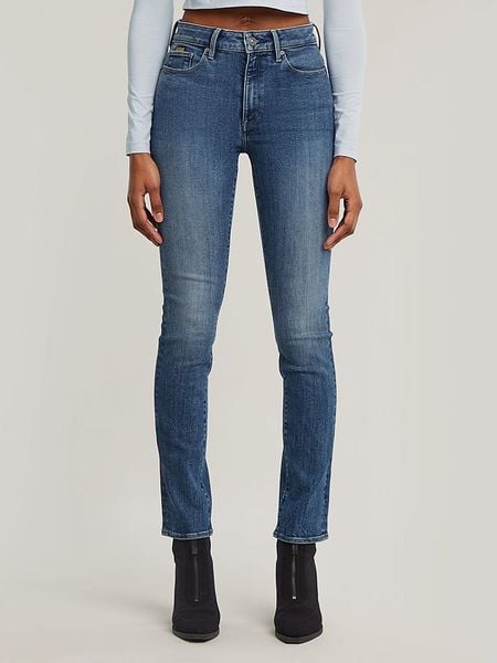 G-Star Dżinsy - Skinny fit - w kolorze niebieskim rozmiar: W32. Niebieskie jeansy G-Star, z aplikacjami, ze skóry, z podwyższonym stanem. Za 240,45 zł.