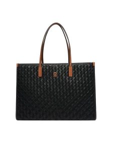 Tommy Hilfiger Torebka Th City Tote AW0AW18394 Czarny. Czarne shopper bag TOMMY HILFIGER, bez wzorów, ze skóry, bez dodatków. Za 749,99 zł.