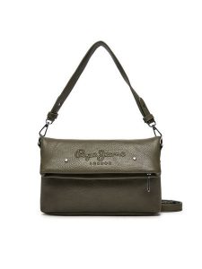 Pepe Jeans Torebka PL031586 Khaki. Brązowe torebki klasyczne Pepe Jeans, bez wzorów, z jeansu, bez dodatków. Za 169,99 zł.