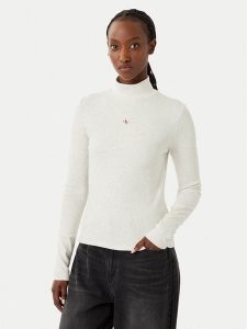 Calvin Klein Jeans Golf LV047D203G Szary jasny Slim Fit. Szare golfy Calvin Klein Jeans, bez wzorów, z bawełny. Za 209,99 zł.