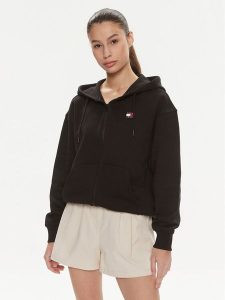 Tommy Jeans Bluza Badge DW0DW17955 Czarny Relaxed Fit. Czarne bluzy Tommy Jeans, s, bez wzorów, z bawełny, bez kaptura. Za 399,99 zł.