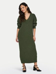 ONLY Sukienka dzianinowa New Tessa 15236372 Zielony Relaxed Fit. Zielone kombinezony ONLY, xs, bez wzorów, z dzianiny, bez kołnierzyka, bez ramiączek. Za 99,99 zł.