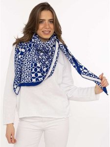 Zwillingsherz Chusta trójkątna "Luxus Design" w kolorze niebieskim - 200 x 130 cm rozmiar: onesize. Niebieskie apaszki i chusty Zwillingsherz, bez wzorów, z bawełny. Za 126,99 zł.