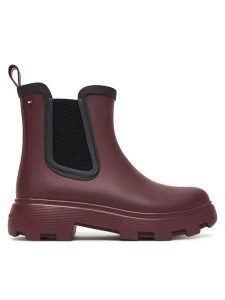 Tommy Hilfiger Kalosze Flag Ankle Warm Lining FW0FW08974 Bordowy. Czerwone kalosze TOMMY HILFIGER, bez wzorów, z kauczuku. Za 329,99 zł.
