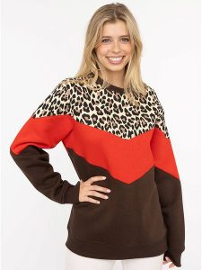 Zwillingsherz Bluza "Konny" w kolorze brązowo-pomarańczowym rozmiar: S/M. Brązowe bluzy Zwillingsherz, m, bez wzorów, bez kaptura. Za 171,28 zł.