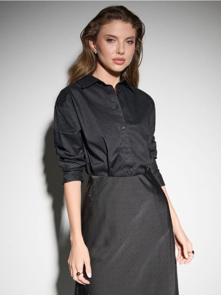 Bawełniana koszula - czarny. Czarne koszule Sinsay, l, bez wzorów, z bawełny, bez kołnierzyka, bez ramiączek. Za 59,99 zł.