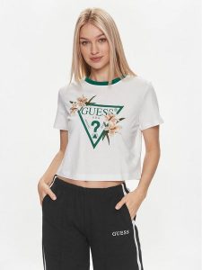 Guess T-Shirt Zoey V4GI02 K46D1 Biały Boxy Fit. Białe t-shirty Guess, xl, z aplikacjami, z bawełny, bez kołnierzyka, bez ramiączek. Za 289,99 zł.