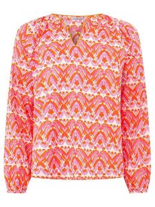 Zwillingsherz Bluzka "Joyful" w kolorze czerwono-jasnoróżowym rozmiar: L/XL. Czerwone bluzki Zwillingsherz, l, bez wzorów, z wiskozy, bez kołnierzyka, bez ramiączek. Za 100,99 zł.