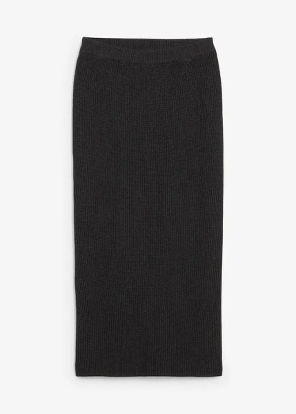 Spódnica dzianinowa z czystej bawełny. Szare spódnice bonprix, bez wzorów, z bawełny, maxi. Za 139,99 zł.