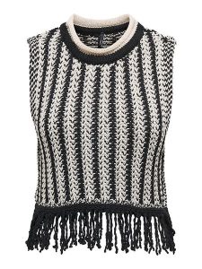 ONLY Bezrękawnik w kolorze kremowo-czarnym rozmiar: M. Brązowe swetry oversize ONLY, m, bez wzorów, ze splotem, bez ramiączek. Za 82,44 zł.