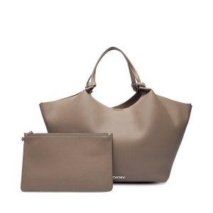 Torebka DKNY. Brązowe shopper bag DKNY, bez wzorów, bez dodatków. Za 739,99 zł.