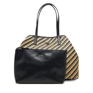 Torebka Guess. Brązowe shopper bag Guess, z aplikacjami, bez dodatków. Za 459,99 zł.