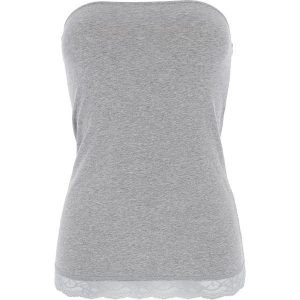 COTONELLA Top w kolorze jasnoszarym rozmiar: M. Szare topy COTONELLA, m, bez wzorów, z koronki, bez kołnierzyka, bez ramiączek. Za 26,45 zł.