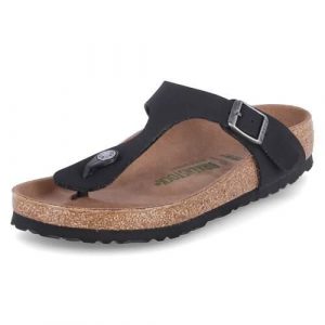 Japonki damskie Birkenstock Gizeh BS. Czarne klapki Birkenstock, bez wzorów, z materiału, bez obcasa. Za 359,00 zł.