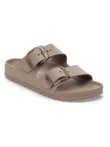Birkenstock Klapki "Arizona Big Buckle" w kolorze szarobrązowym rozmiar: 39. Brązowe klapki Birkenstock, bez wzorów, z otwartym noskiem, bez obcasa. Za 239,95 zł.